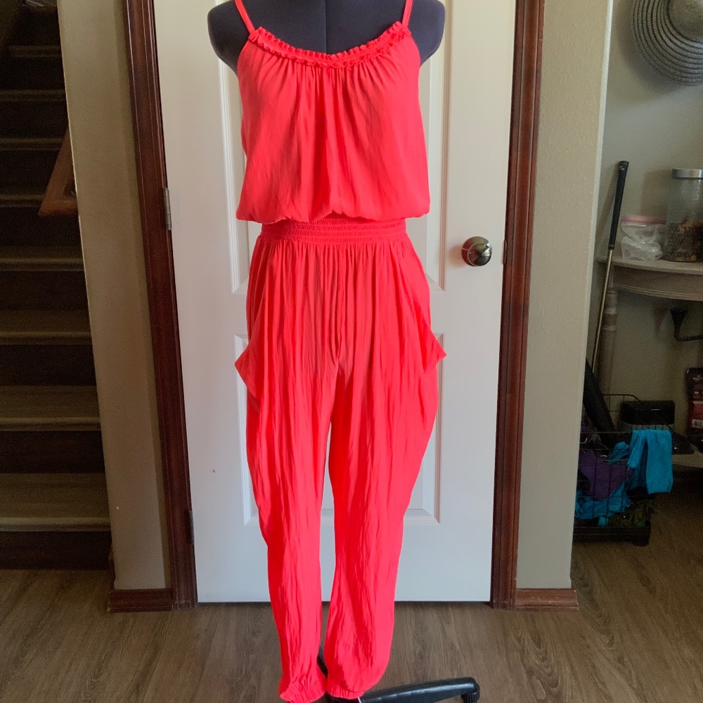 Ramy Brook Pinkish Orange Silk Jumpsuit Size S